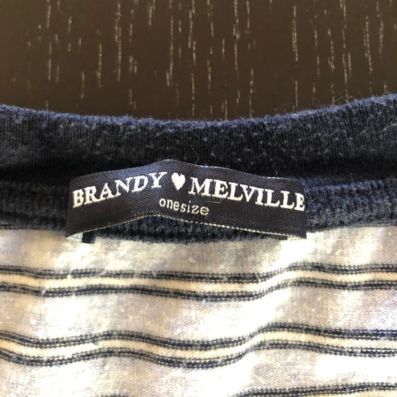 Brandy Melville Blue Striped V-Neck T-Shirt - Picture 3 of 3